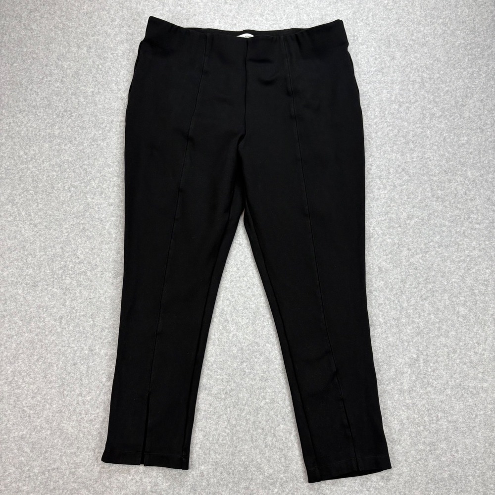 Calvin Klein Ponte Knit Ankle Pants Womens XL Black Seamed Slit Hem‎ High Rise